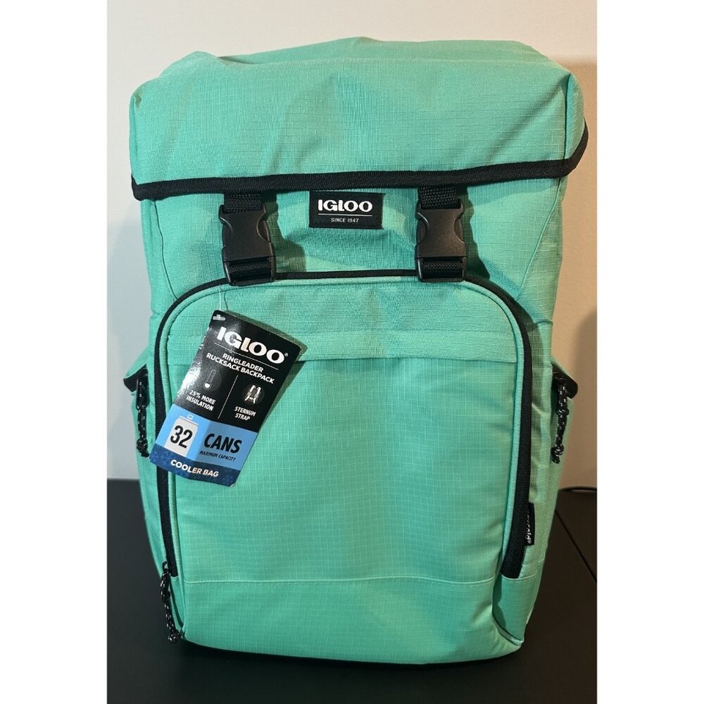 Igloo Ringleader Rucksack Backpack Cooler 32 Can Mint‎ Green Insulated Bag NEW